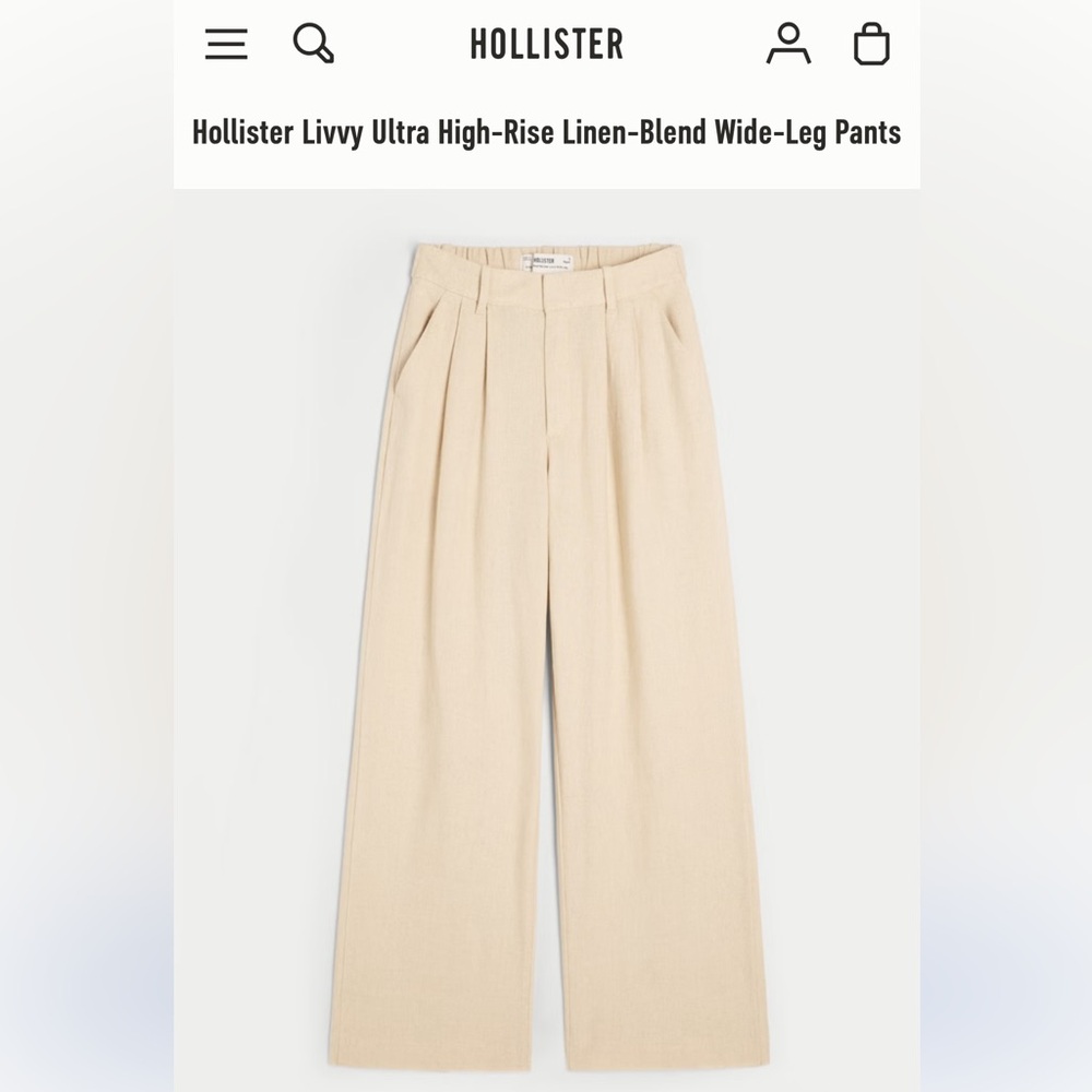 Hollister Livvy Ultra High-Rise Linen-Blend Wide-Leg Pants
